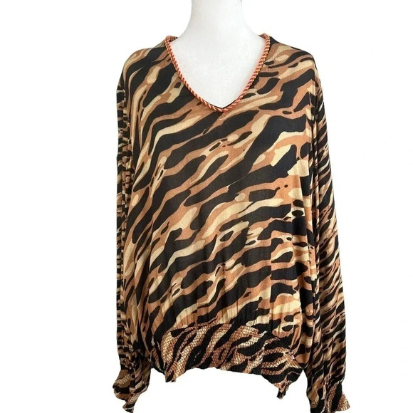 Anthropologie BLANK LONDON Patrice Balloon Sleeve Animal Print Blouse - MEDIUM - Picture 1 of 16